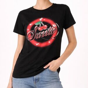 Chemistry Sweetie Cherry Graphic Tee Black T-Shirt - Size L